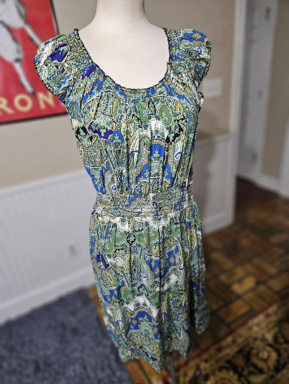 Faded Floral Boho Dress Medium
